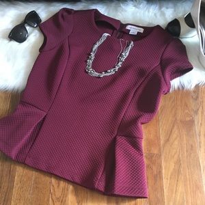 EUC Liz Claiborne Maroon Zip-back Blouse
